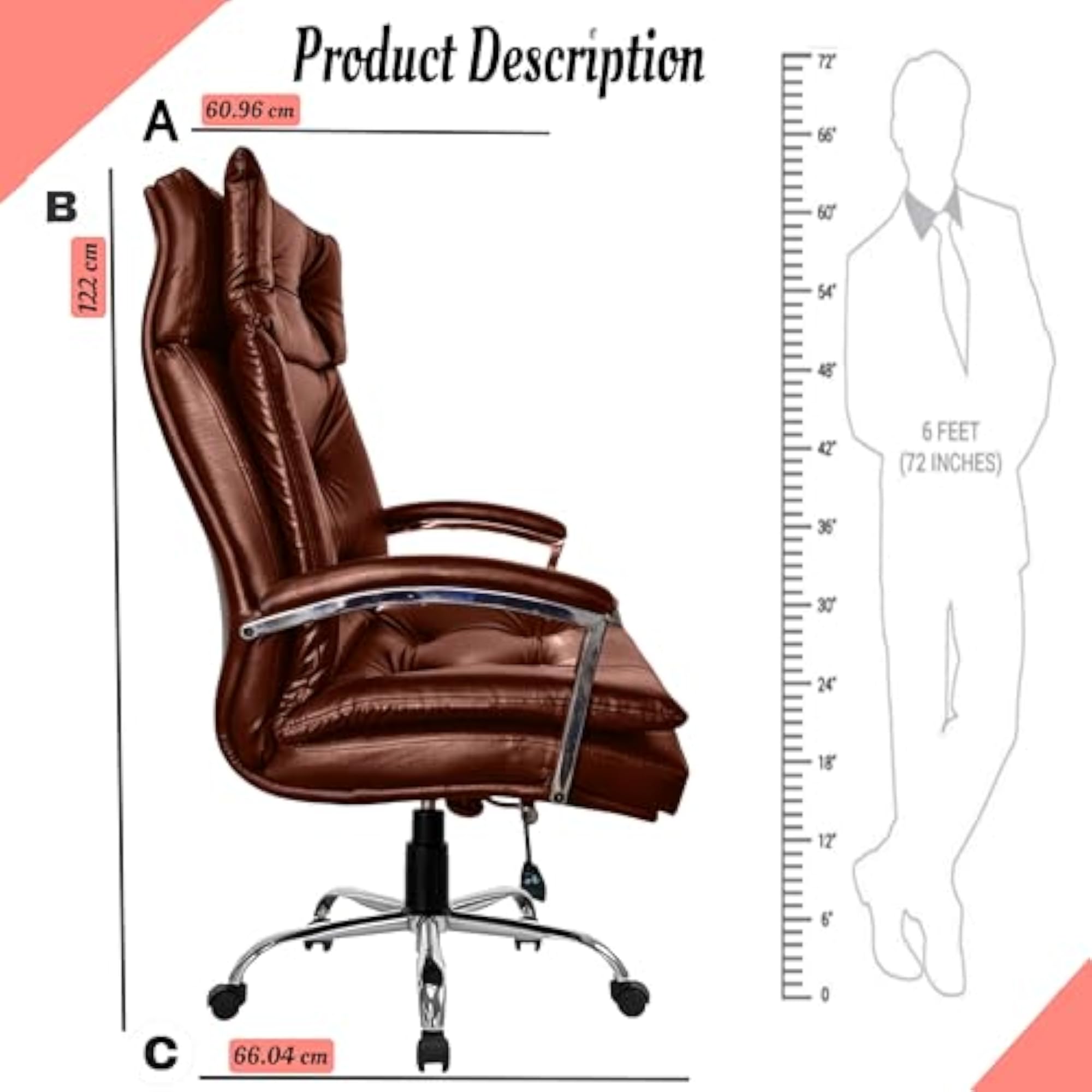 Elegant Z-91 Brown Double Cushion High Back Chair